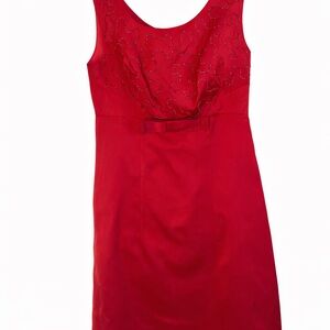 Vintage Red Satin Sleeveless Dress